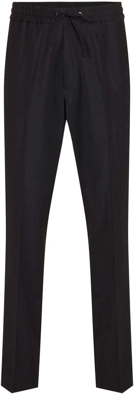 Iceberg Black cool wool fabric trousers with elastic waist Zwart