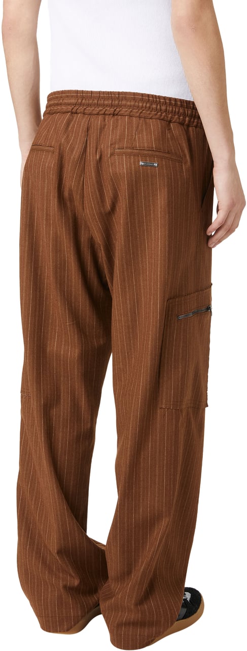 Iceberg Cargo fit trousers with pinstripe, hazelnut background and grey stripe Zwart