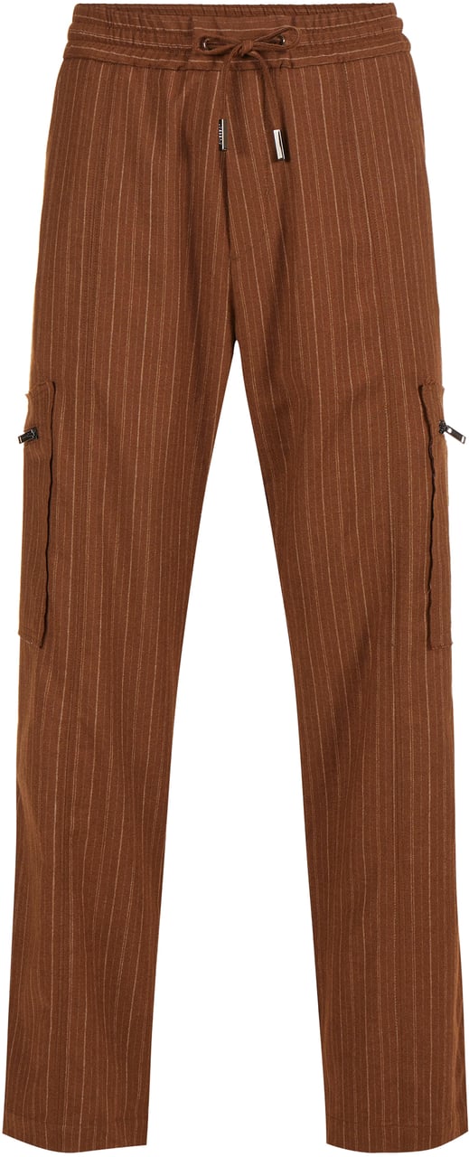 Iceberg Light grey and navy grey pinstriped cargo fit trousers Zwart