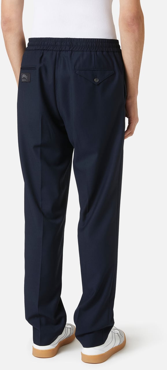 Iceberg Regular fit blue pinstriped viscose trousers with tailored details Blauw
