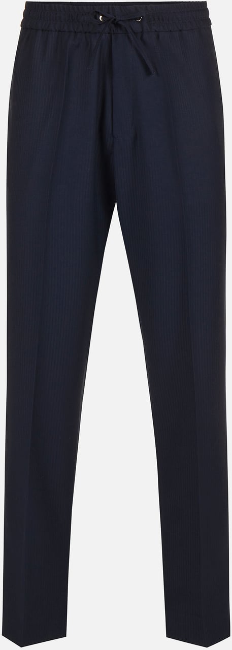 Iceberg Regular fit blue pinstriped viscose trousers with tailored details Blauw
