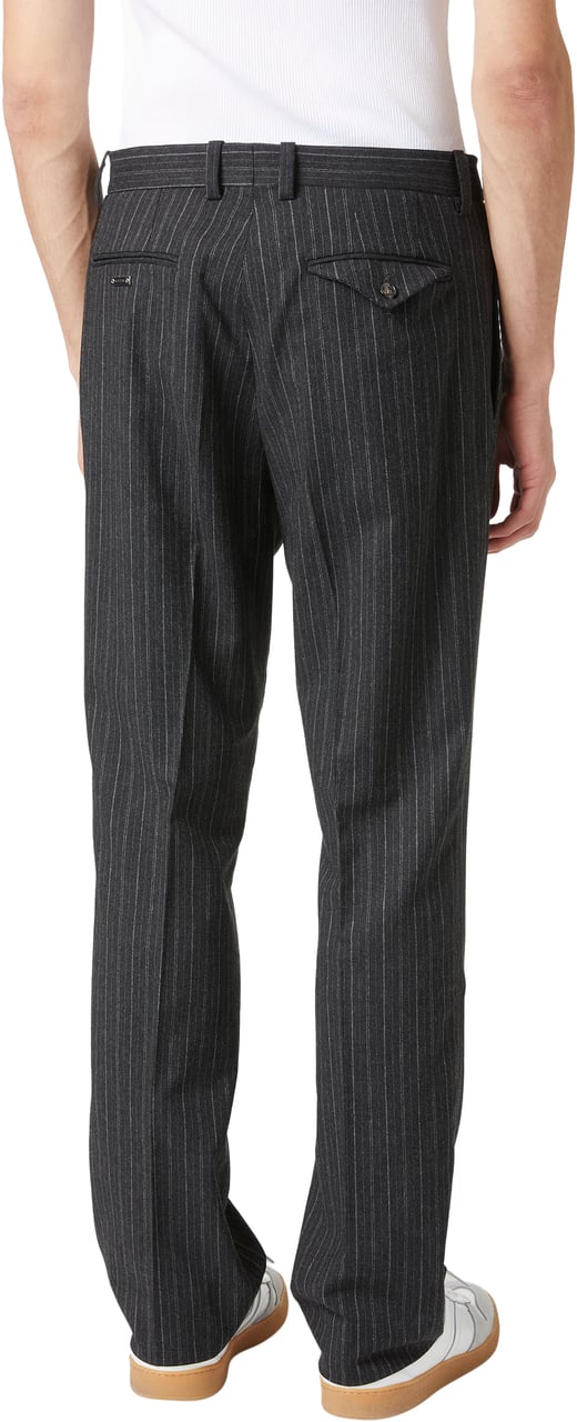 Iceberg Regular-waisted trousers in cool wool fabric with dark and light grey pinstripe Zwart