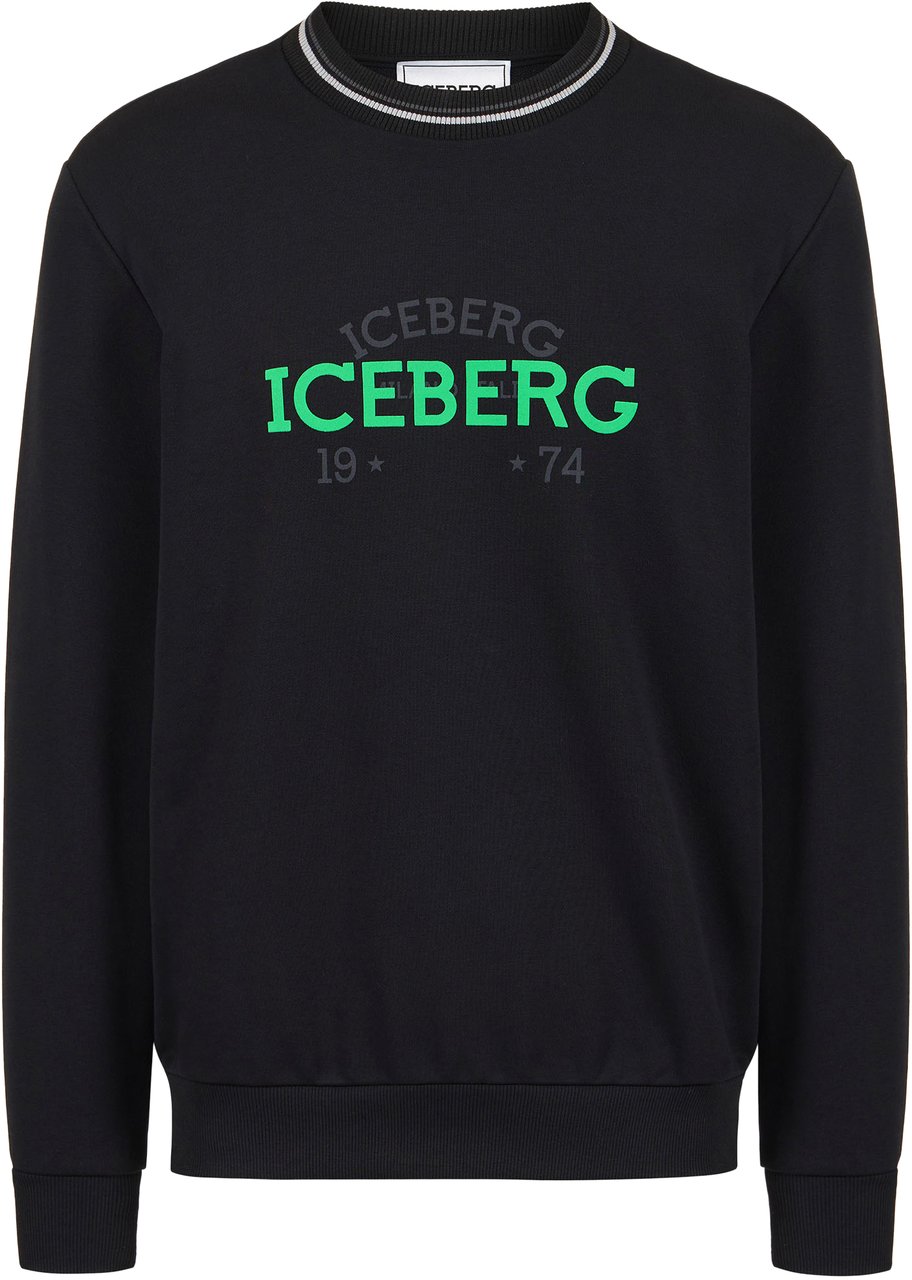 Iceberg Slim fit black crewneck in sustainable fleece Zwart