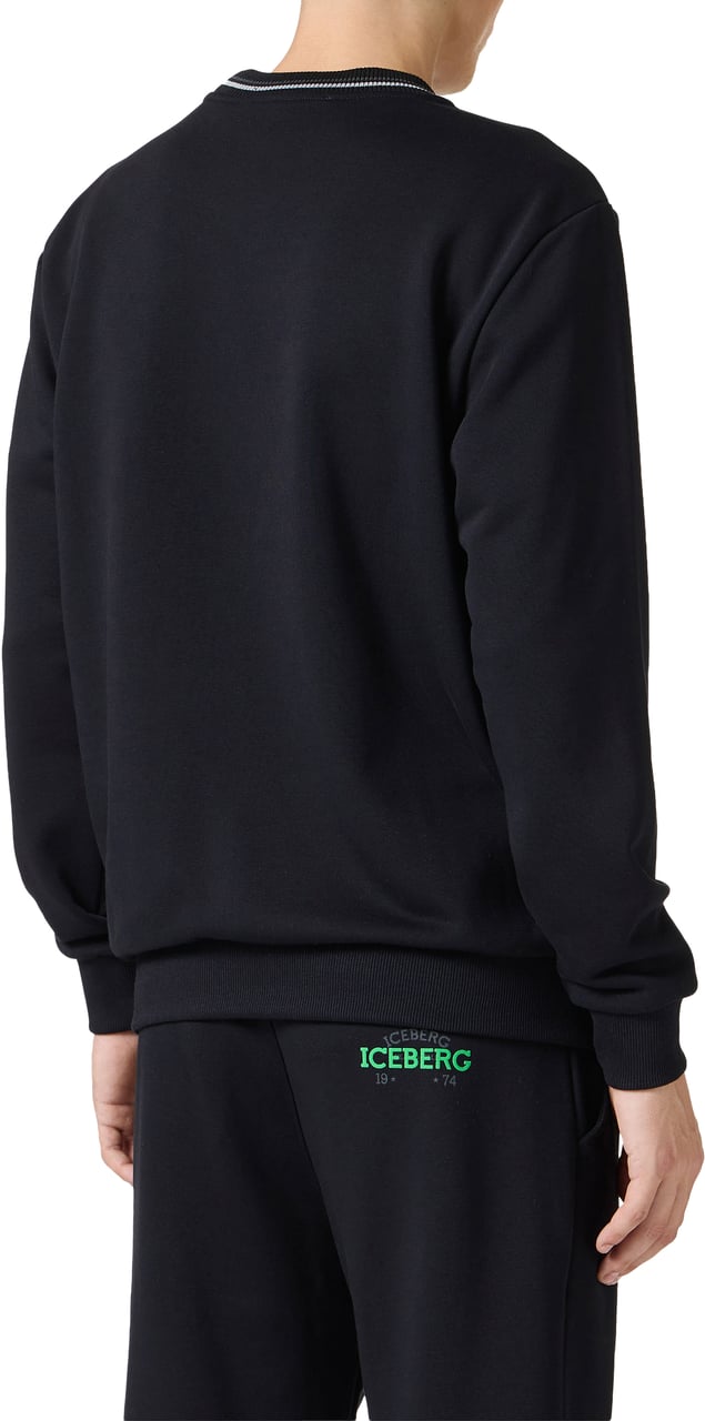 Iceberg Slim fit black crewneck in sustainable fleece Zwart
