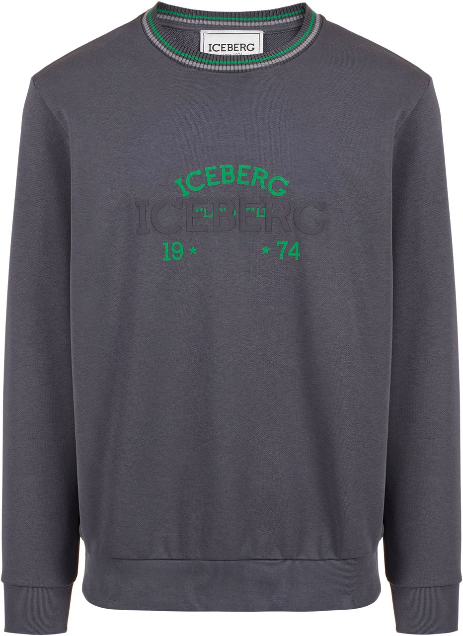 Iceberg Dark grey slim fit crewneck in dark grey sustainable fleece Grijs