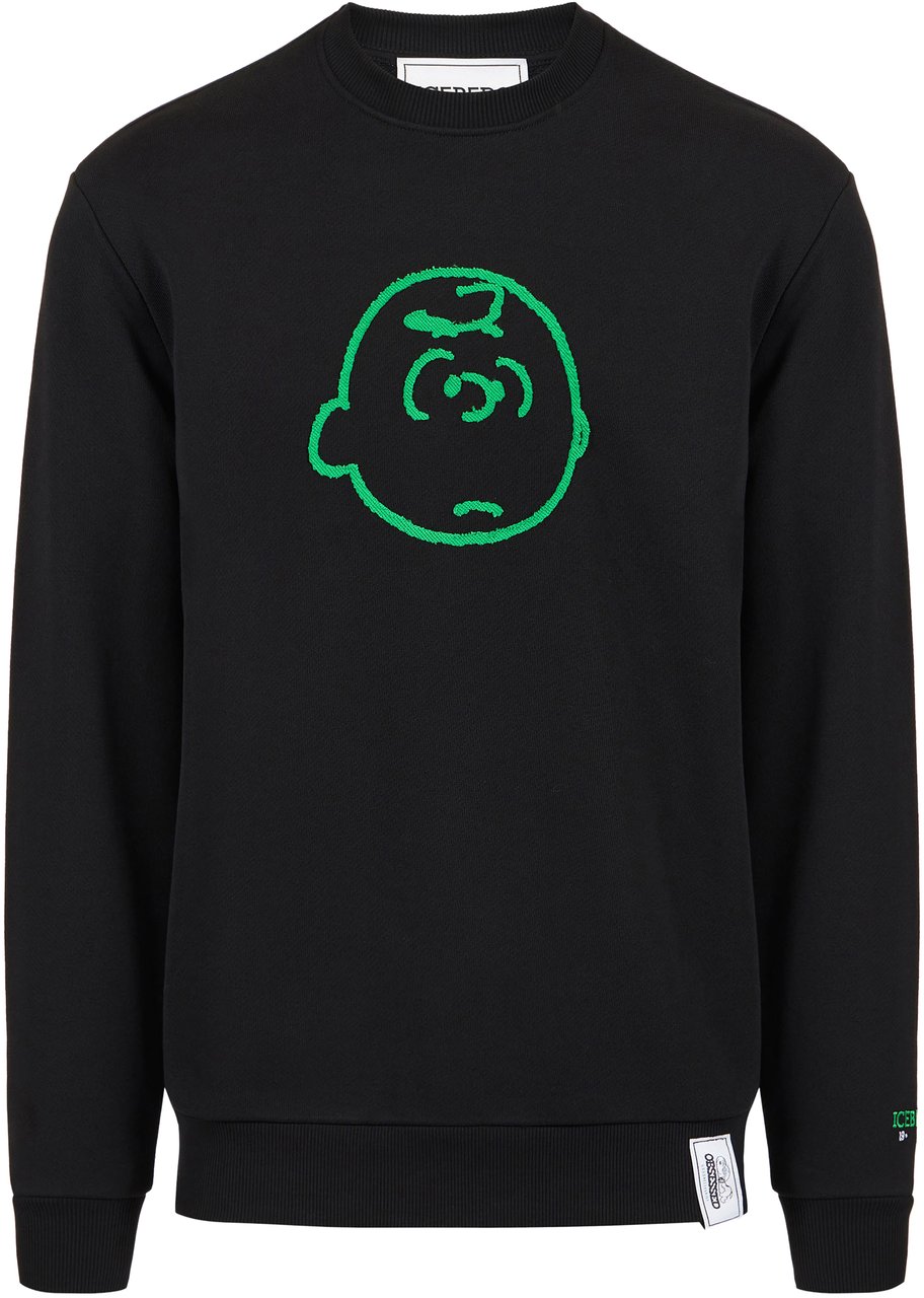 Iceberg Pop icon in an essential key: the slim sweatshirt with Snoopy Zwart