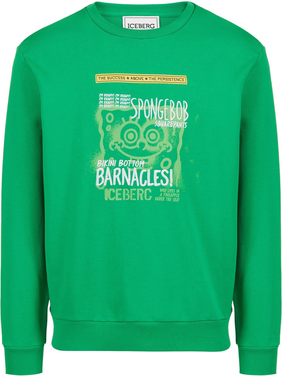 Iceberg Slim fit crewneck sweatshirt in lettuce green with SpongeBob prints and embroidery Groen