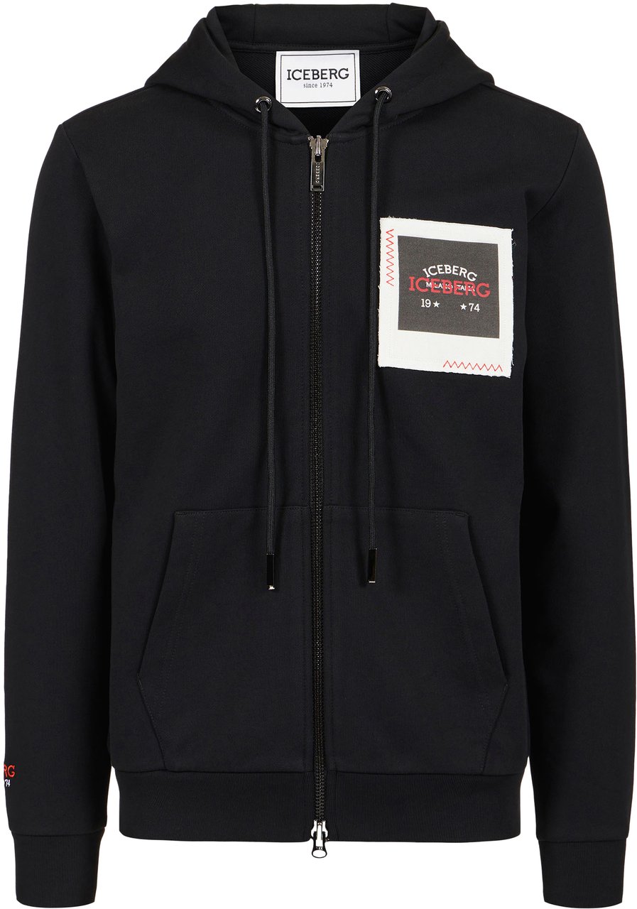 Iceberg Black hoodie with Milano Polaroid print and logo embroidery Zwart