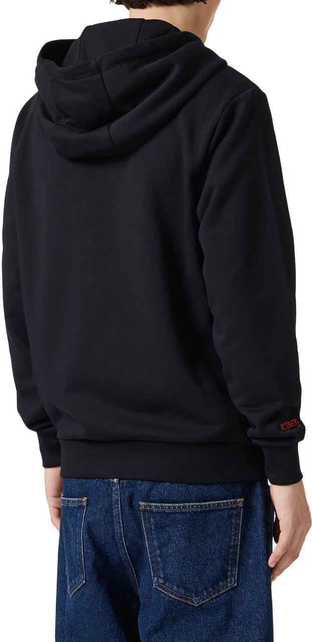 Iceberg Black hoodie with Milano Polaroid print and logo embroidery Zwart