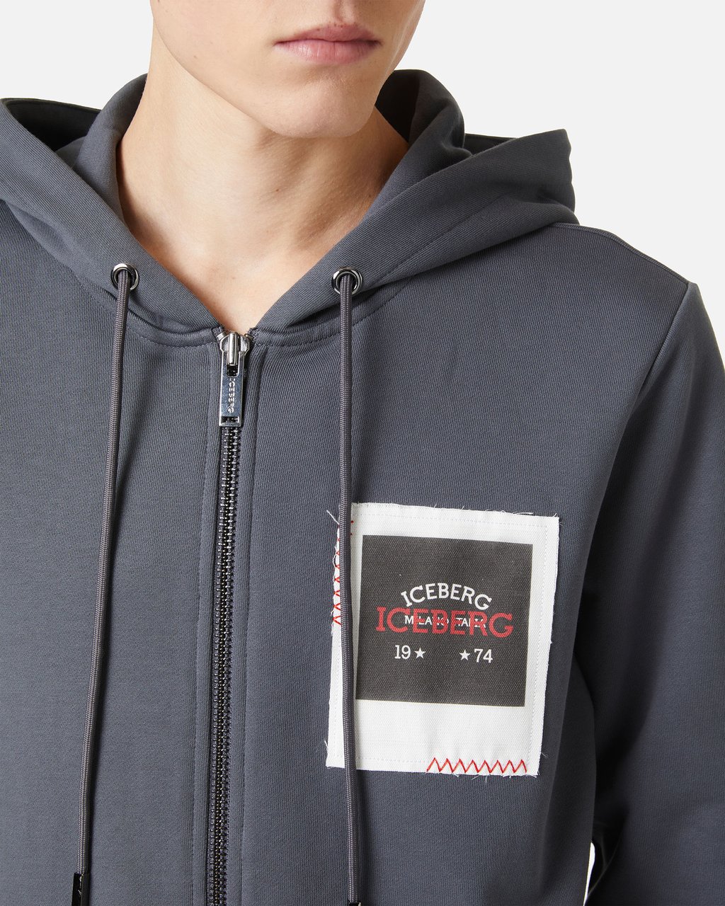Iceberg Dark grey hoodie with Milano Polaroid print and logo embroidery Grijs