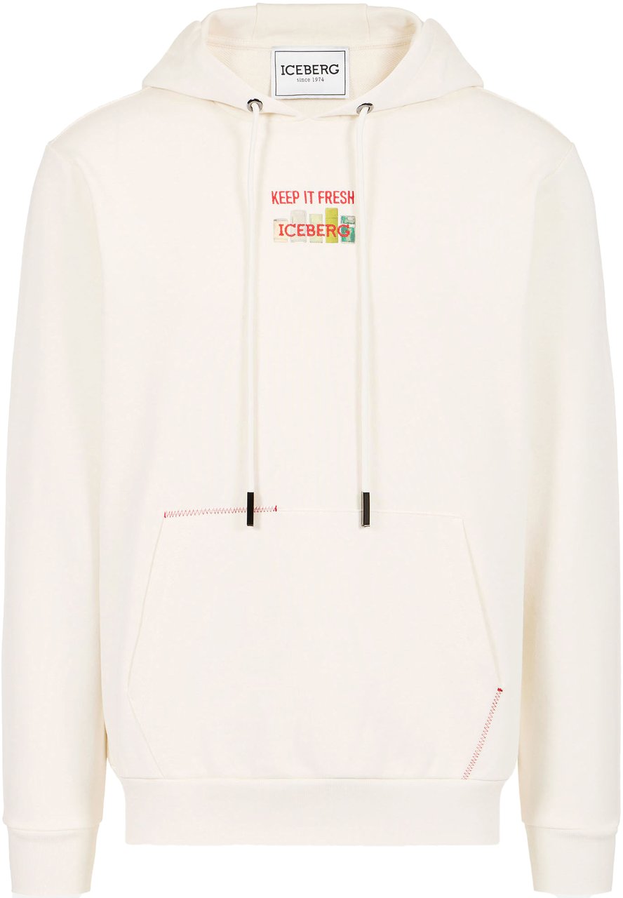 Iceberg Vanilla hoodie with Milano Polaroid print and logo embroidery Wit