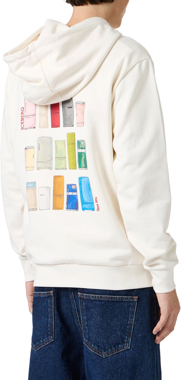 Iceberg Vanilla hoodie with Milano Polaroid print and logo embroidery Wit