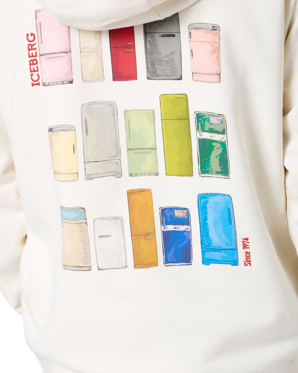 Iceberg Vanilla hoodie with Milano Polaroid print and logo embroidery Wit