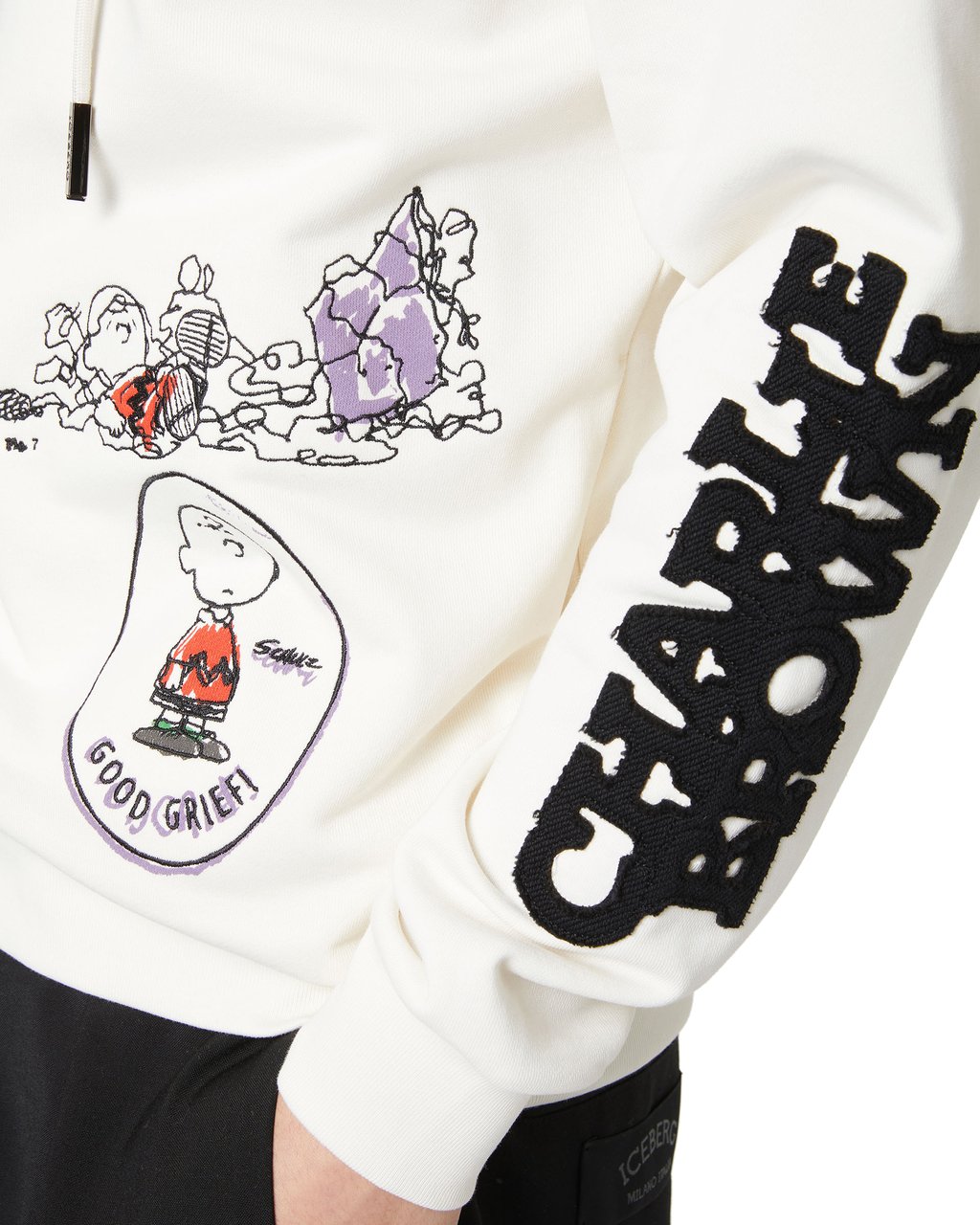 Iceberg Vanilla slim fit hoodie with Fridge print and Iceberg logo Wit