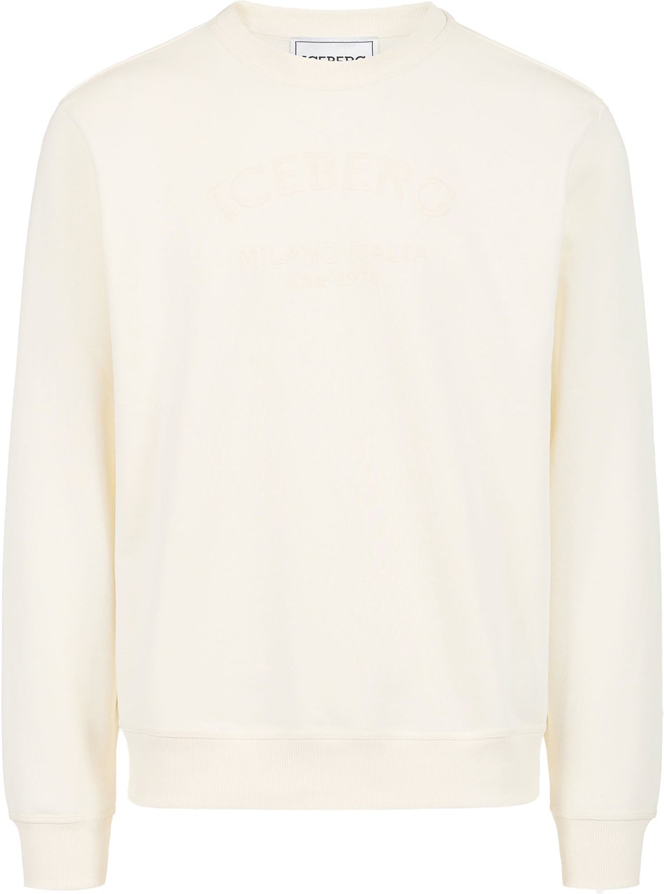 Iceberg Vanilla sweatshirt regular fit in sustainable fleece with Iceberg logo embroidery Wit