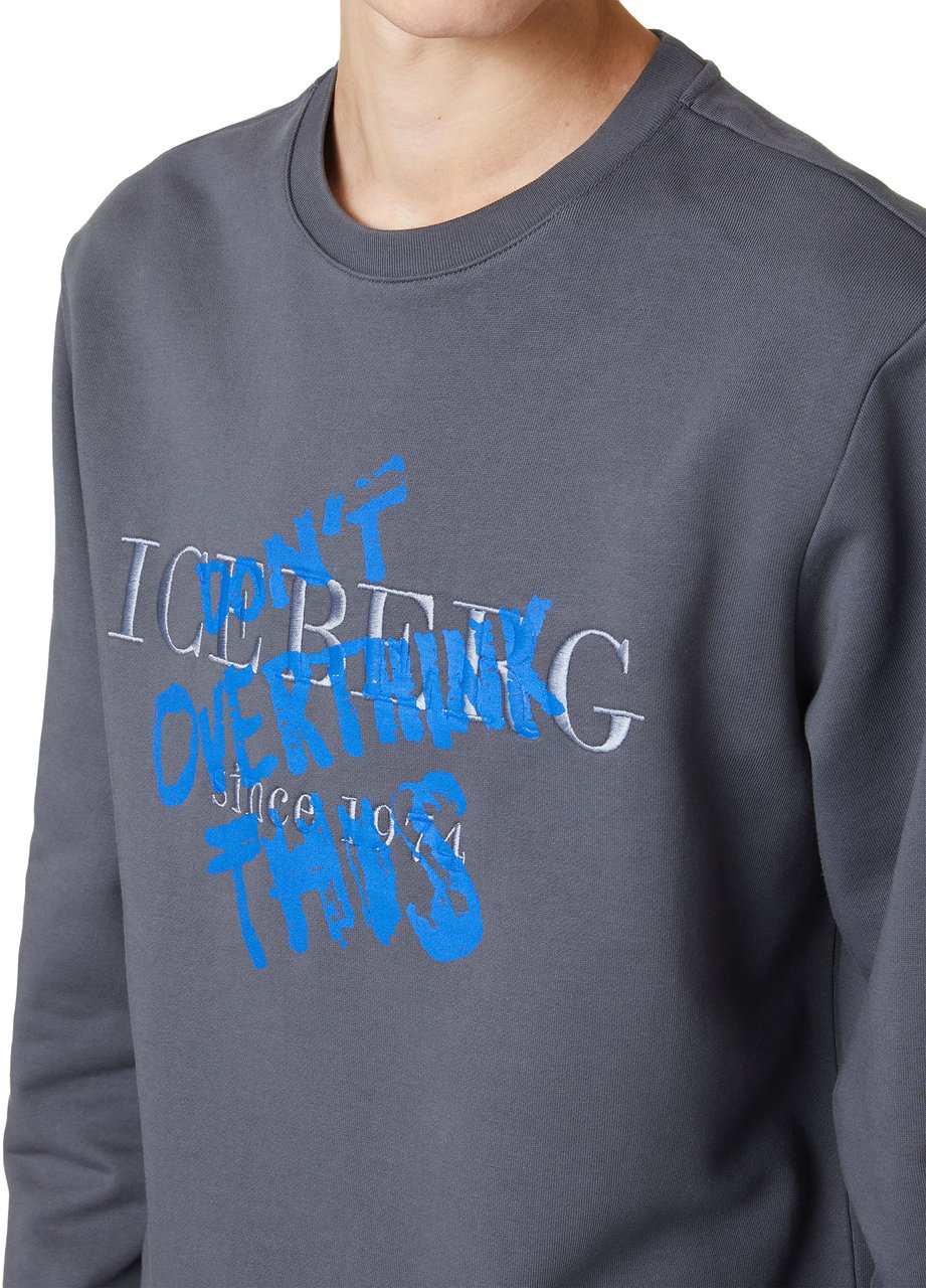 Iceberg Regular fit crewneck sweatshirt in dark grey with embroidered institutional Iceberg logo Grijs