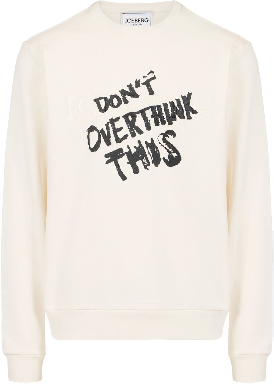 Iceberg Regular fit crewneck sweatshirt in dark grey with embroidered institutional Iceberg logo Wit