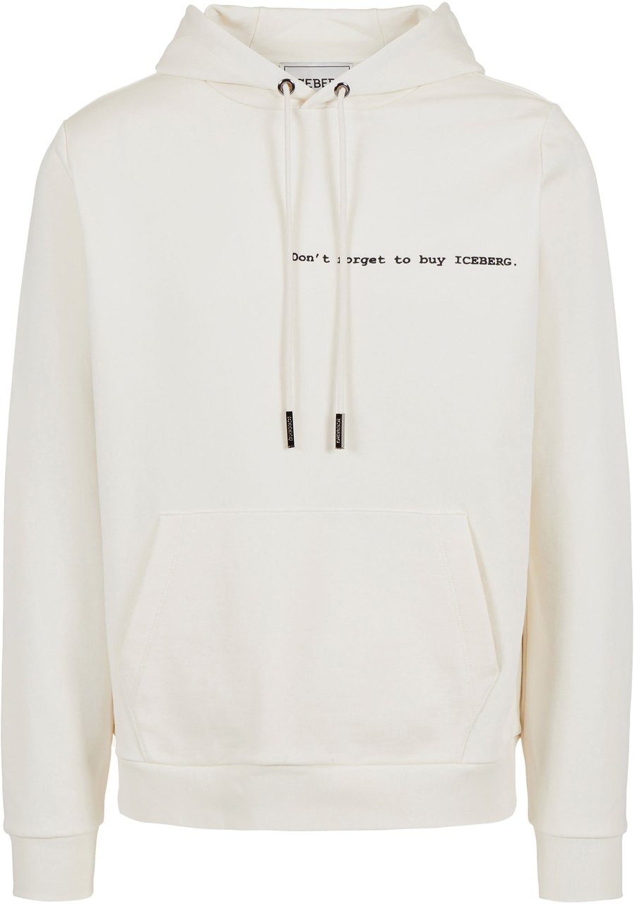 Iceberg Regular fit vanilla hoodie with Iceberg Shopping List print and embroidery Wit