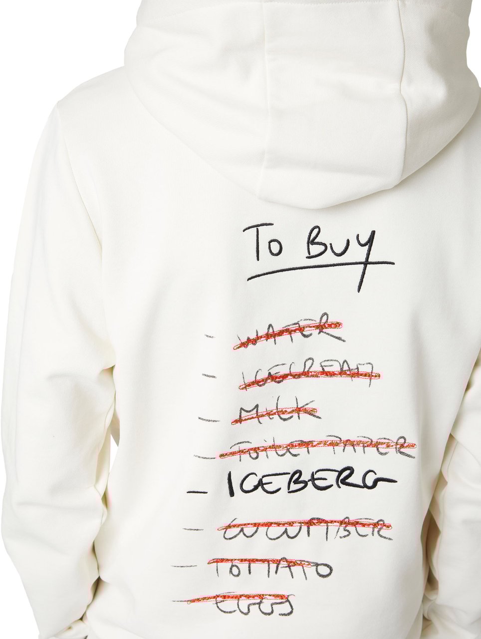 Iceberg Regular fit vanilla hoodie with Iceberg Shopping List print and embroidery Wit