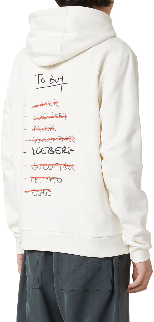 Iceberg Regular fit vanilla hoodie with Iceberg Shopping List print and embroidery Wit