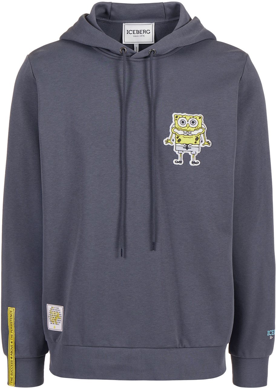 Iceberg Dark grey hoodie with SpongeBob patch and embroidered Iceberg logo Grijs