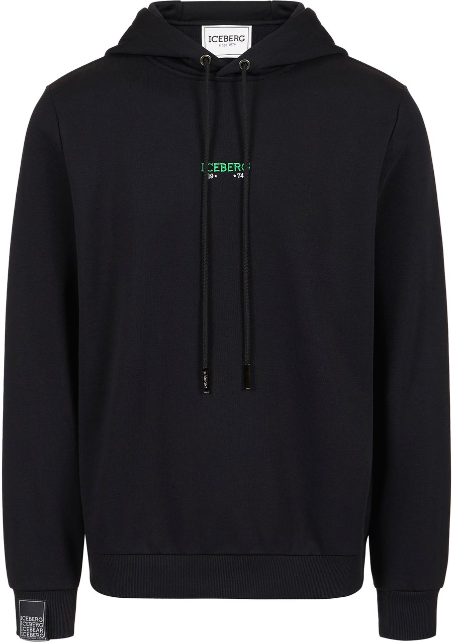 Iceberg Black sweatshirt with embroidered Iceberg logo and print on the back Zwart