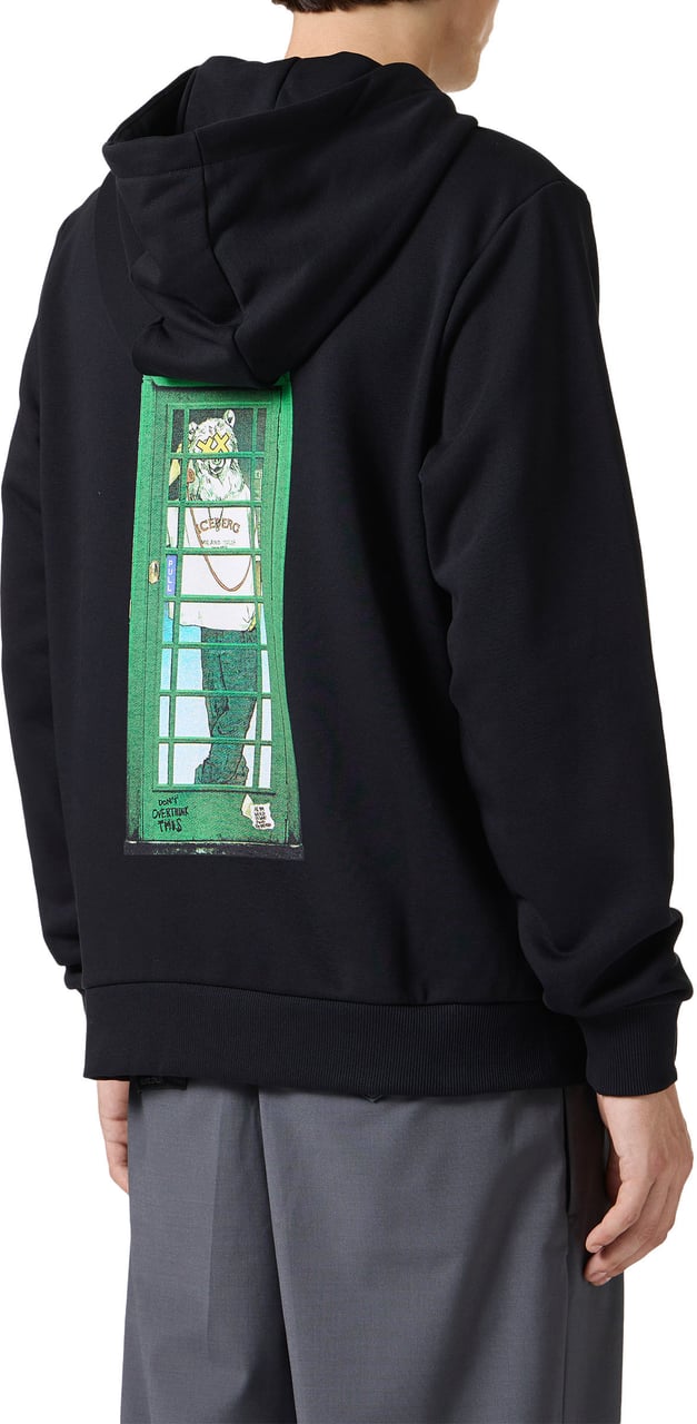 Iceberg Black sweatshirt with embroidered Iceberg logo and print on the back Zwart