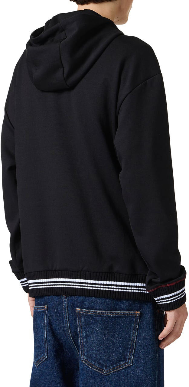 Iceberg Regular fit hoodie in black scuba with Iceberg logo embroidery and striped ribs Zwart