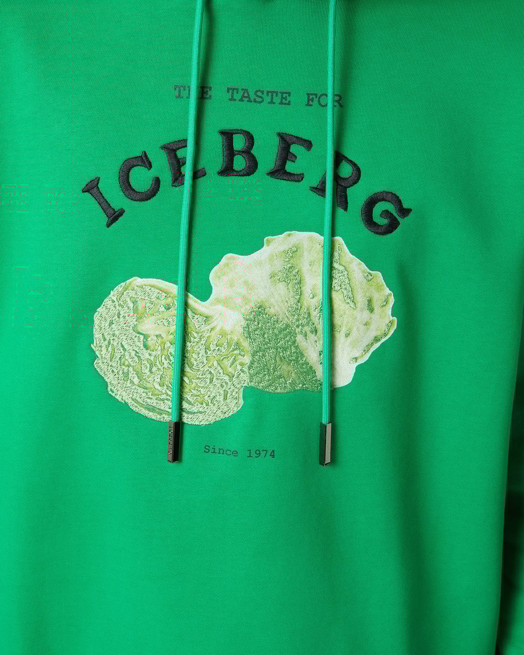 Iceberg Regular fit lettuce green hoodie with Iceberg Salad print Groen