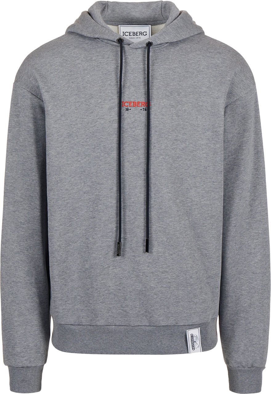 Iceberg Grey melange hoodie with embroidered Iceberg logo and Peanuts print Grijs