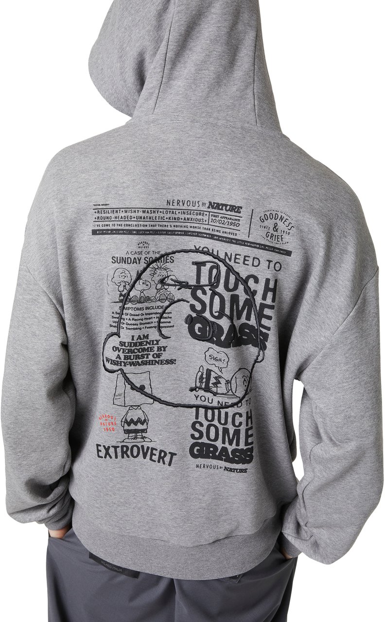 Iceberg Grey melange hoodie with embroidered Iceberg logo and Peanuts print Grijs