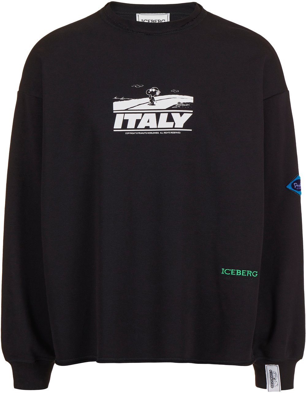 Iceberg Relaxed fit black crewneck sweatshirt with Peanuts print Zwart