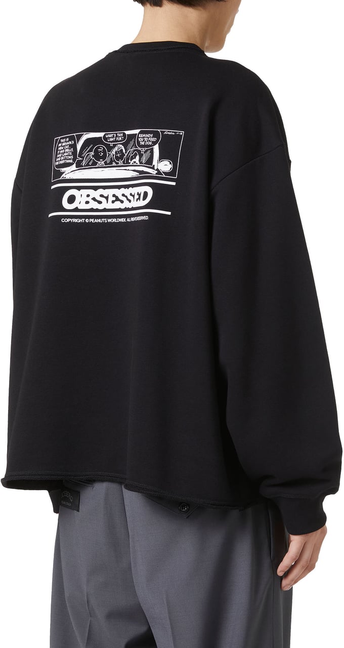 Iceberg Relaxed fit black crewneck sweatshirt with Peanuts print Zwart