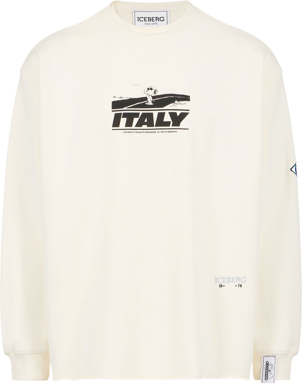 Iceberg Vanilla hoodie with embroidered Iceberg logo and Peanuts print Wit