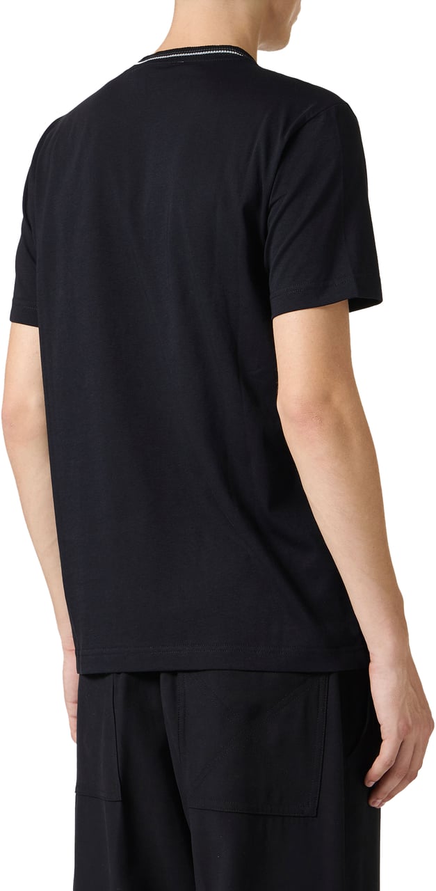 Iceberg Black slim-fit T-shirt with embroidered Iceberg logo and front print Zwart