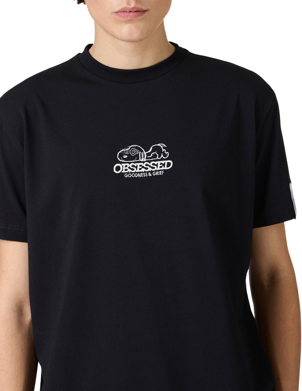 Iceberg Black slim fit T-shirt with Peanuts patch and embroidered Iceberg logo Zwart