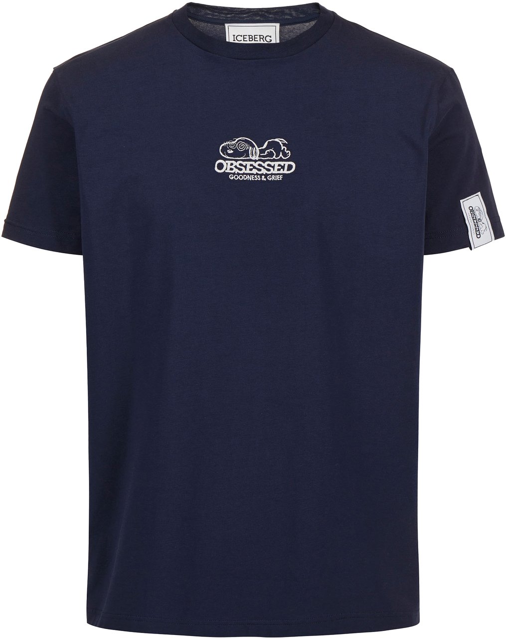 Iceberg Slim fit blue T-shirt with Peanuts patch and embroidered Iceberg logo Blauw