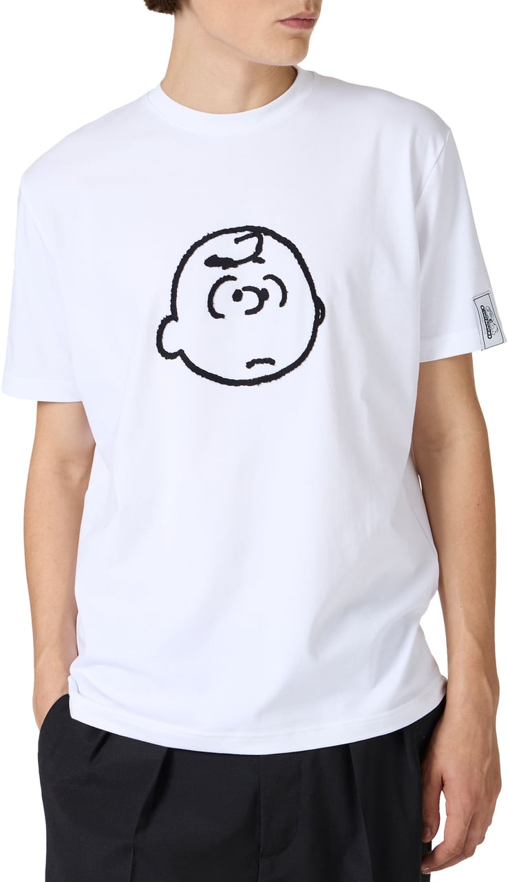 Iceberg Optical white slim fit T-shirt with Peanuts embroidery and Iceberg logo on the back Wit