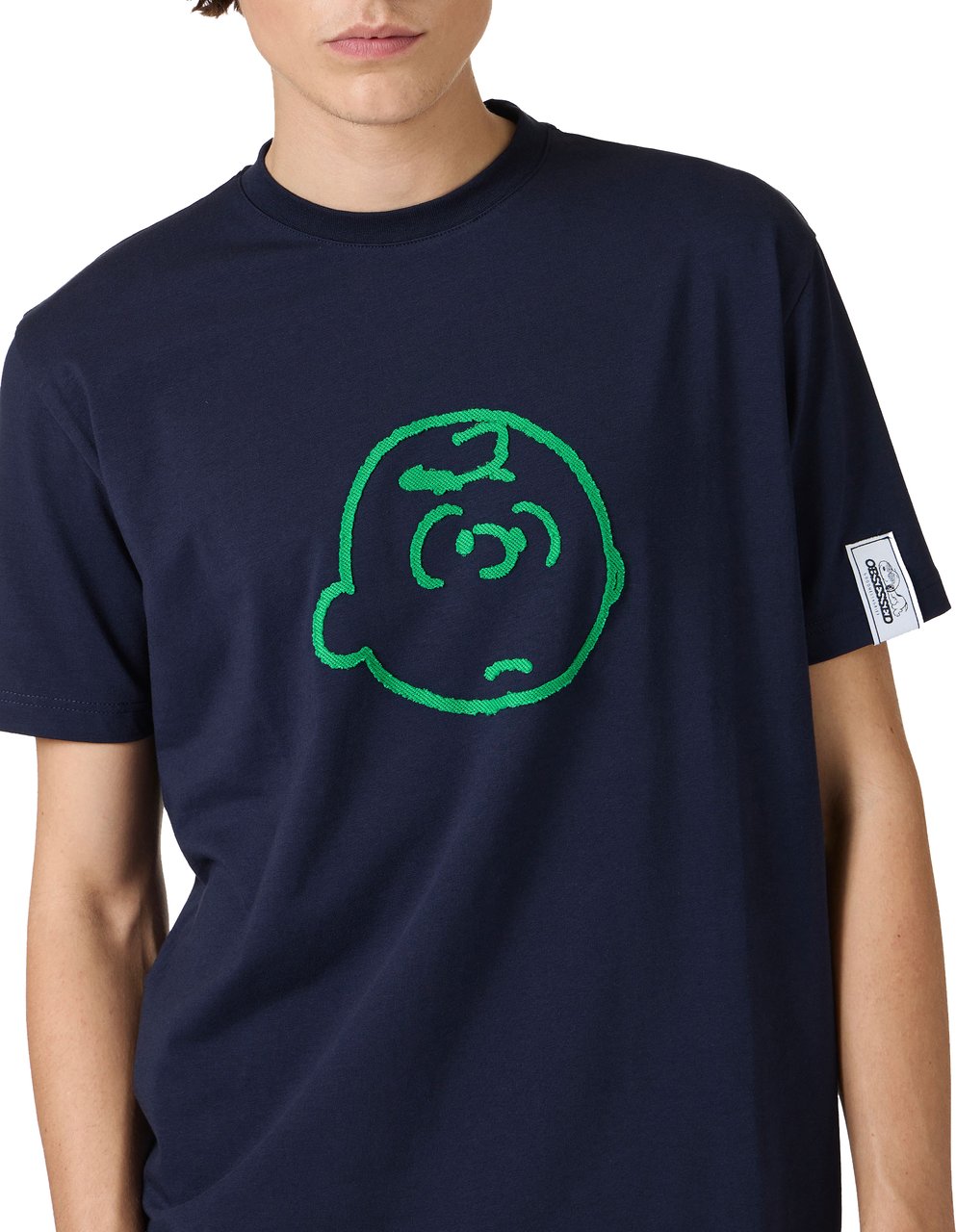 Iceberg Slim fit blue T-shirt with Peanuts embroidery and Iceberg logo on the back Blauw