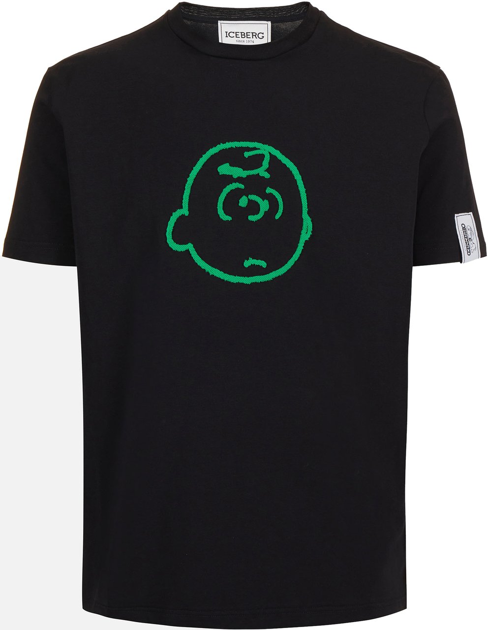 Iceberg Black slim fit T-shirt with Peanuts embroidery and Iceberg logo on the back Zwart
