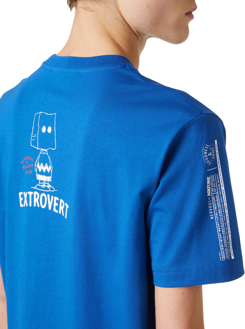 Iceberg Slim fit zaphyre t-shirt in sustainable fabric with Peanuts embroidery and Iceberg logo on the back Blauw