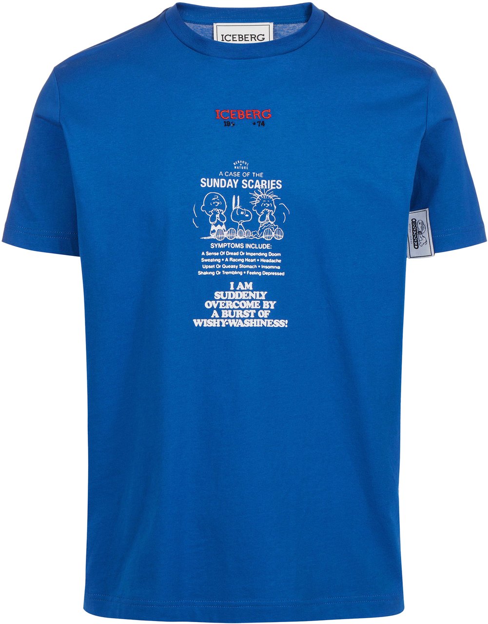 Iceberg Slim fit zaphyre t-shirt in sustainable fabric with Peanuts embroidery and Iceberg logo on the back Blauw