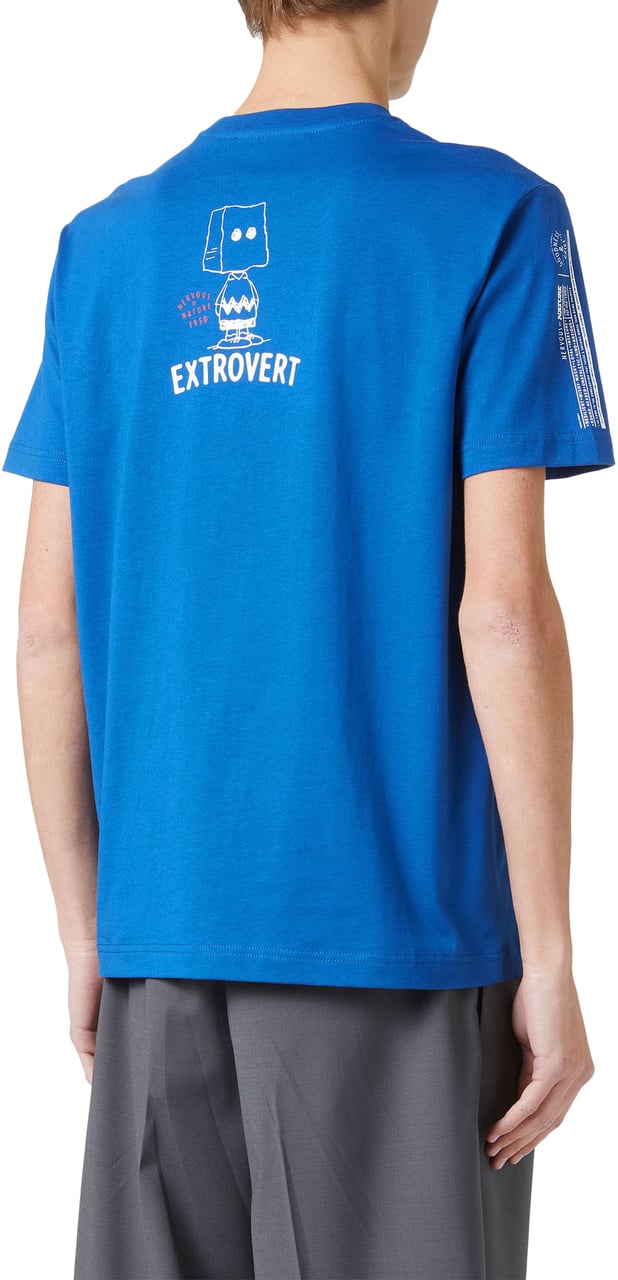 Iceberg Slim fit zaphyre t-shirt in sustainable fabric with Peanuts embroidery and Iceberg logo on the back Blauw