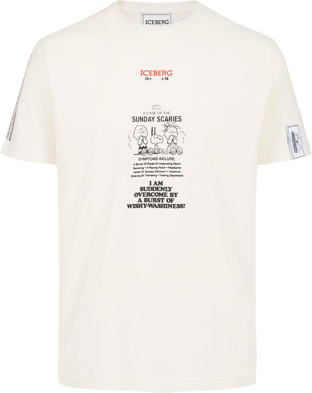 Iceberg Slim fit vanilla T-shirt in sustainable fabric with Peanuts embroidery and Iceberg logo on the back Wit