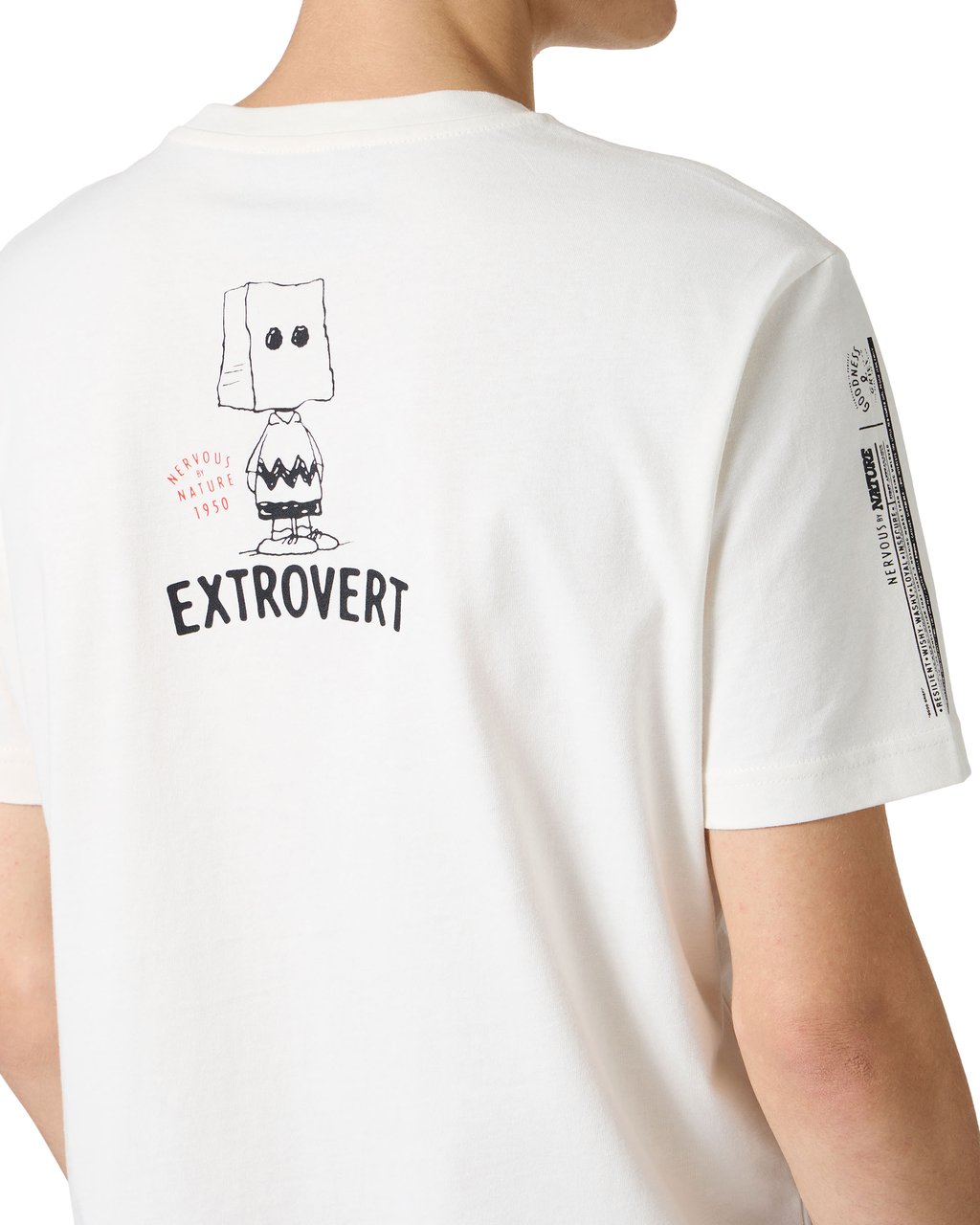 Iceberg Slim fit vanilla T-shirt in sustainable fabric with Peanuts embroidery and Iceberg logo on the back Wit