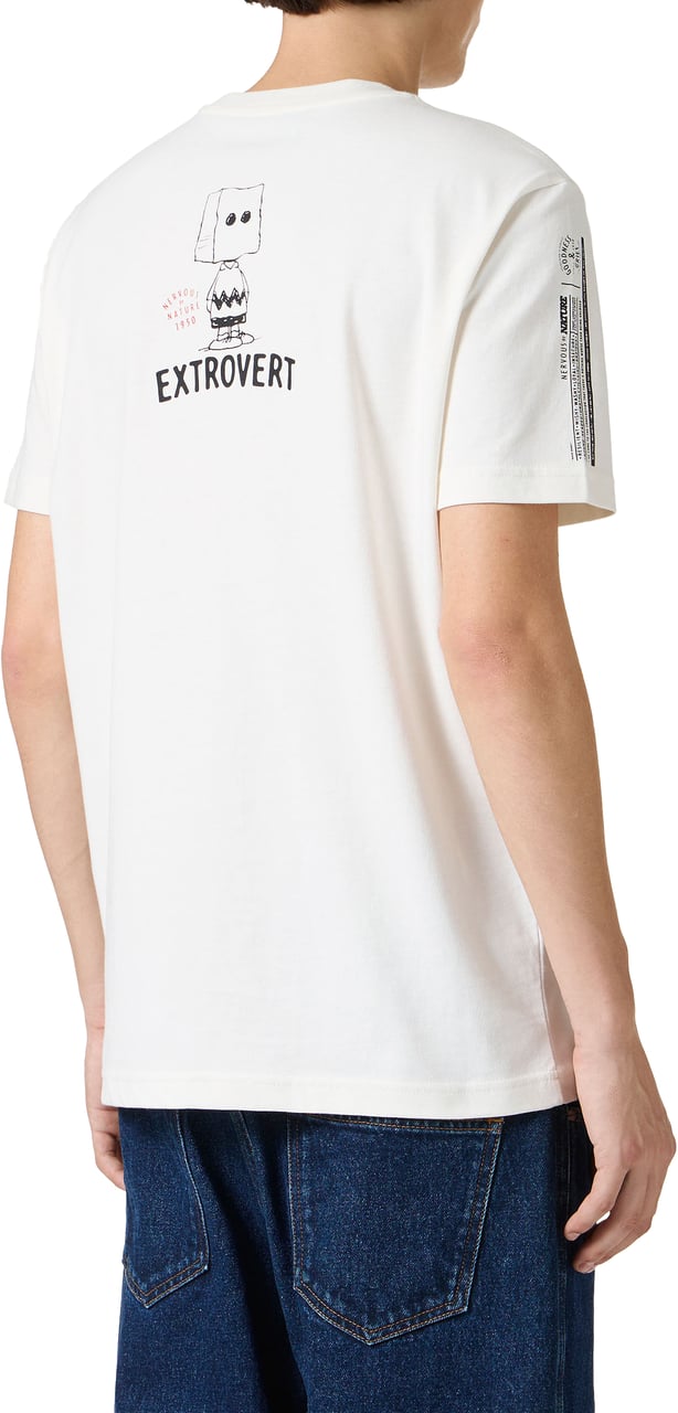 Iceberg Slim fit vanilla T-shirt in sustainable fabric with Peanuts embroidery and Iceberg logo on the back Wit