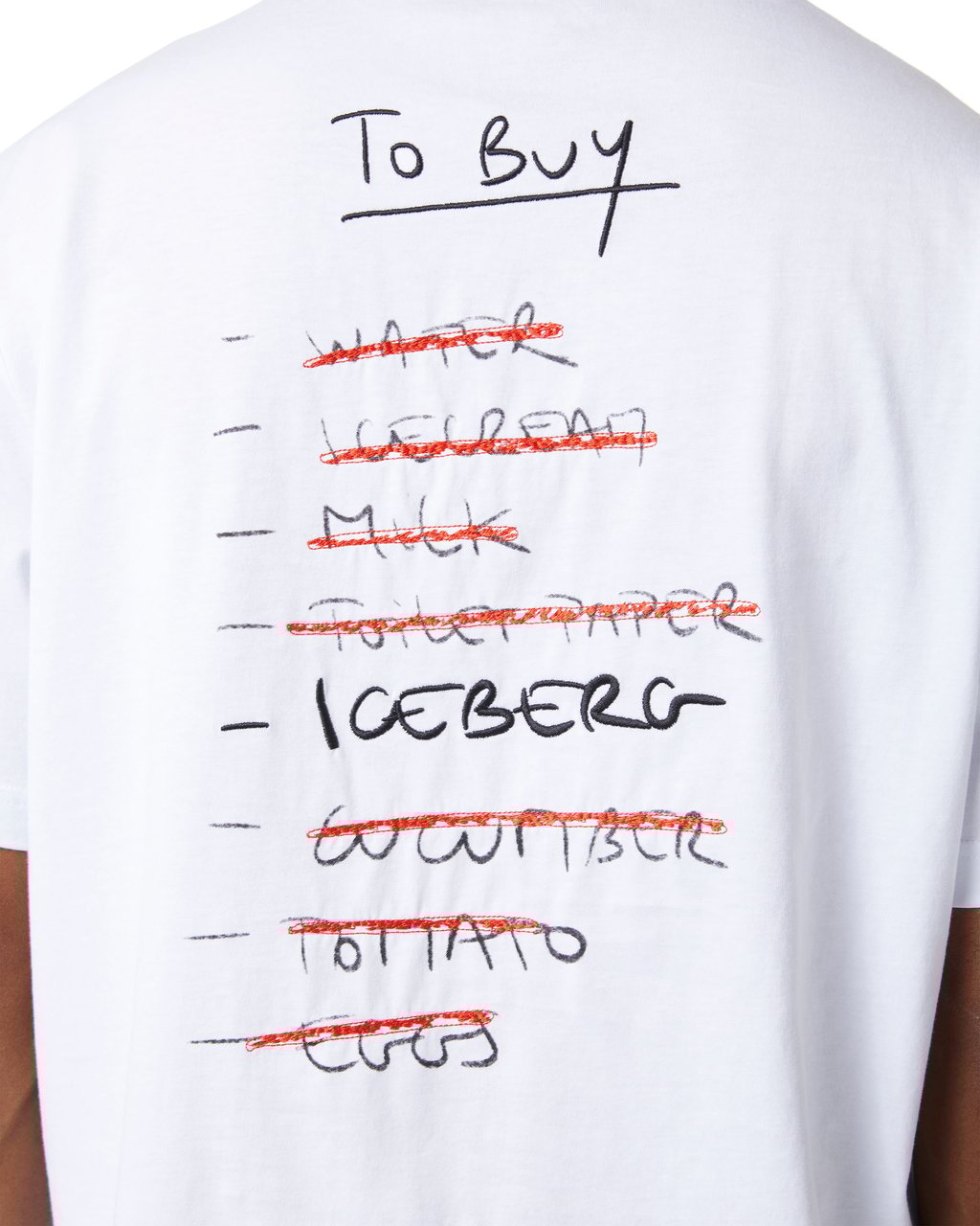 Iceberg Regular-fit optical white cotton jersey T-shirt with front embroidery and To Buy Iceberg print on Wit