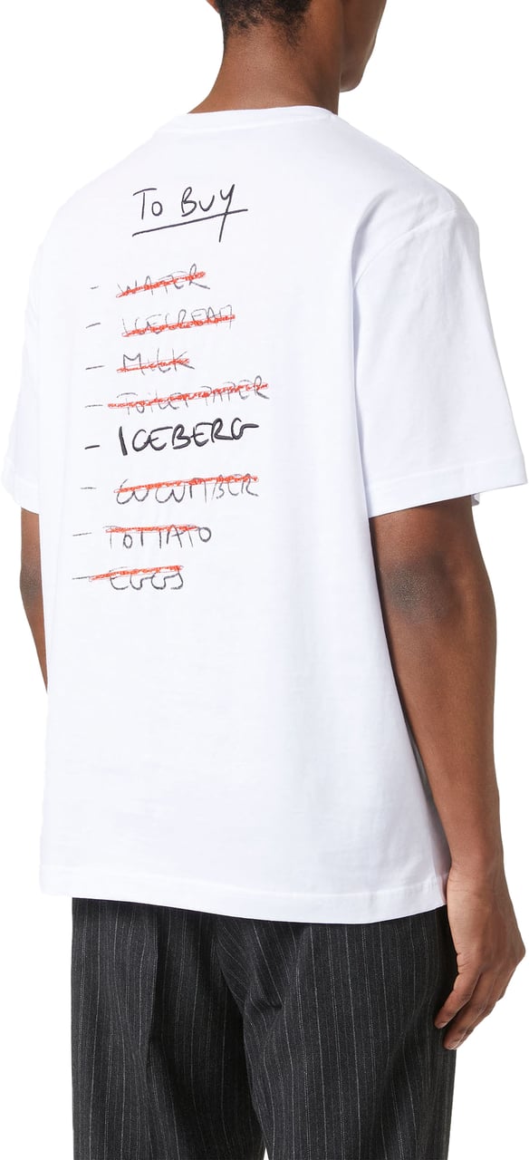 Iceberg Regular-fit optical white cotton jersey T-shirt with front embroidery and To Buy Iceberg print on Wit