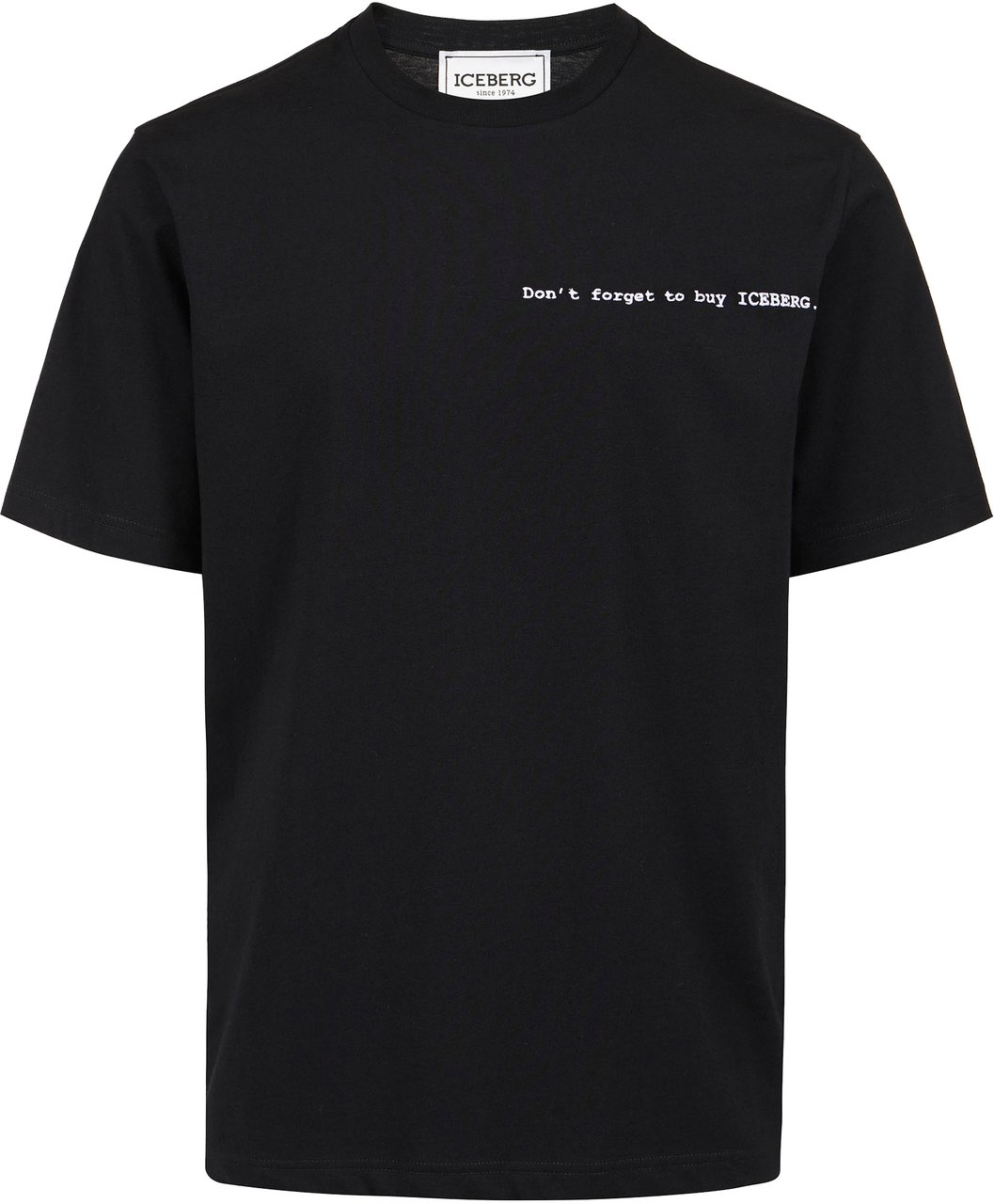 Iceberg Regular-fit black cotton jersey T-shirt with front embroidery and To Buy Iceberg print on the back Zwart