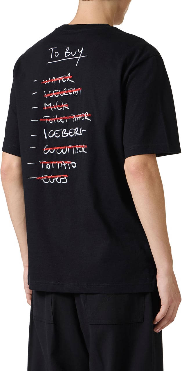Iceberg Regular-fit black cotton jersey T-shirt with front embroidery and To Buy Iceberg print on the back Zwart